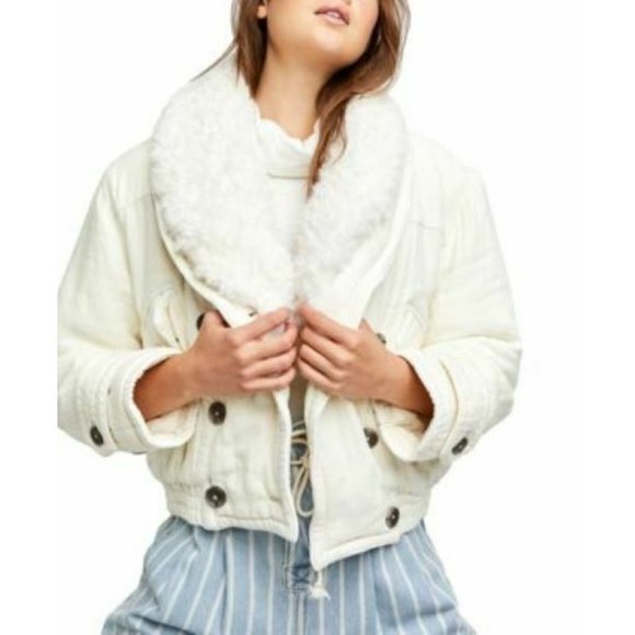 Free People Jackets & Blazers - Free People Georgie Faux-Fur Bomber Jacket Ivory XS